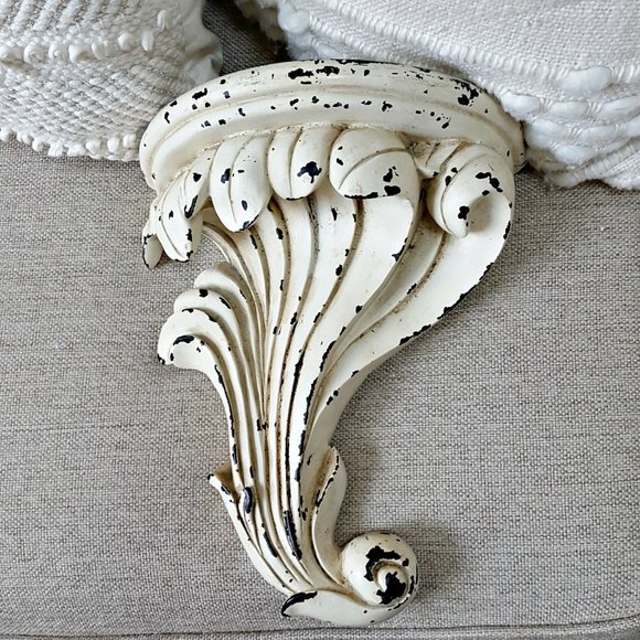 SHABBY DISTRESSED CHIC Massive ORNATE WALL SHELF - Picture 1 of 4